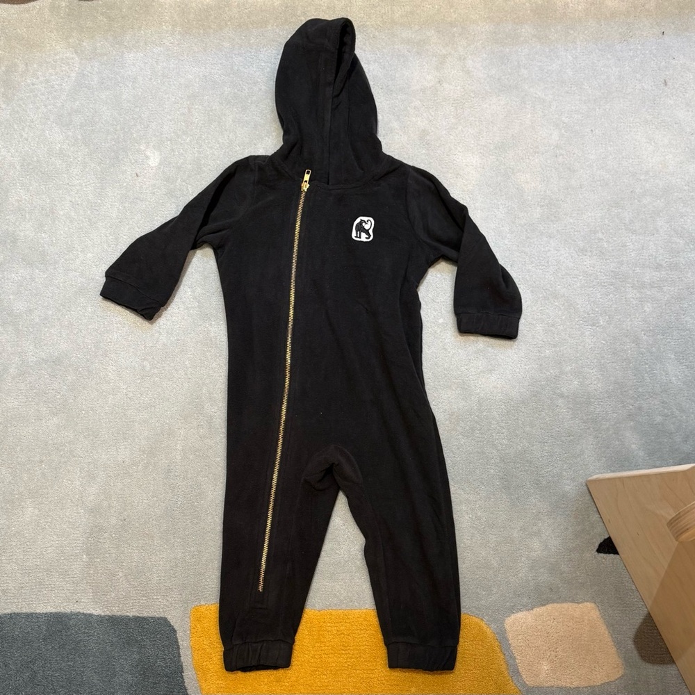 Mini Rodini Black Hooded Kids One Piece